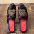 Men's black retro pattern on vamp slip on shoe mule 09