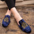 Men's blue retro pattern on vamp slip on shoe mule 02
