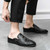 Men's black crocodile skin pattern slip on shoe mule 04