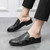 Men's black crocodile skin pattern slip on shoe mule 08