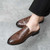 Men's brown crocodile skin pattern slip on shoe mule 04