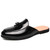 Men's black patent tassel on vamp slip on shoe mule 01