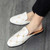 Men's white pattern & check accents slip on shoe mule 02