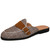 Men's brown stripe monk strap slip on shoe mule 01