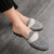 Men's grey stripe monk strap slip on shoe mule 05