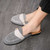 Men's grey stripe monk strap slip on shoe mule 03