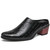 Men's black pattern print heeled slip on shoe mule 01