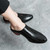 Men's black pattern print heeled slip on shoe mule 04