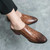 Men's brown pattern print heeled slip on shoe mule 04