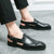 Men's black retro back buckle strap slip on shoe mule 06