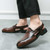 Men's brown retro back buckle strap slip on shoe mule 02
