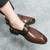 Men's brown retro back buckle strap slip on shoe mule 03