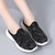 Women's black pattern mesh casual slip on shoe mule 06