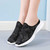 Women's black pattern mesh casual slip on shoe mule 07