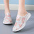 Women's pink pattern mesh casual slip on shoe mule 02