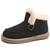 Women's black suede buckle strap winter ankle shoe boot 01