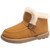 Women's khaki suede buckle strap winter ankle shoe boot 01