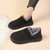 Women's black triangle pattern winter slip on shoe 02