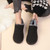 Women's black triangle pattern winter slip on shoe 05