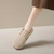 Women's beige casual buckle strap winter slip on shoe 04