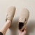 Women's beige casual buckle strap winter slip on shoe 05