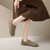 Women's brown casual buckle strap winter slip on shoe 04