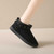 Women's black rivet strap slip on winter ankle shoe boot 02