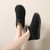 Women's black rivet strap slip on winter ankle shoe boot 07