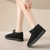 Women's black rivet strap slip on winter ankle shoe boot 06