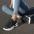 Women's black strap decorated casual sport shoe sneaker 02