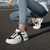 Women's white black strap decorated casual sport shoe sneaker 03