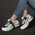 Women's white black strap decorated casual sport shoe sneaker 04