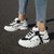 Women's white black strap decorated casual sport shoe sneaker 08