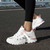 Women's white pink strap decorated casual sport shoe sneaker 02