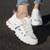 Women's white pink strap decorated casual sport shoe sneaker 06