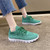 Women's green flyknit stripe texture casual shoe sneaker 04