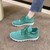 Women's green flyknit stripe texture casual shoe sneaker 02