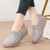 Women's grey stripe accents plain slip on rocker bottom shoe 05