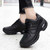 Women's black stripe block double rocker bottom shoe sneaker 07