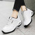 Women's white stripe block double rocker bottom shoe sneaker 04