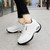 Women's white stripe block double rocker bottom shoe sneaker 08