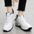Women's white stripe block double rocker bottom shoe sneaker 09
