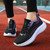 Women's black flyknit stripe texture pattern casual shoe sneaker 04