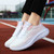 Women's white pink flyknit stripe texture pattern casual shoe sneaker 05