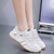 Women's beige label pattern layered accents shoe sneaker 04