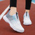 Women's beige blue flyknit stripe texture casual shoe sneaker 03