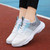 Women's beige blue flyknit stripe texture casual shoe sneaker 04