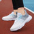 Women's beige blue flyknit stripe texture casual shoe sneaker 06