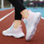 Women's beige pink flyknit stripe texture casual shoe sneaker 02