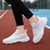Women's beige pink flyknit stripe texture casual shoe sneaker 05